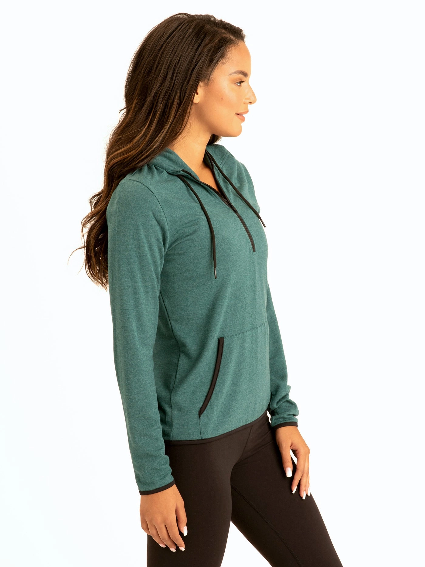 Moisture Wicking Layer Kyanna FeatherLoop Half Zip Hoodie