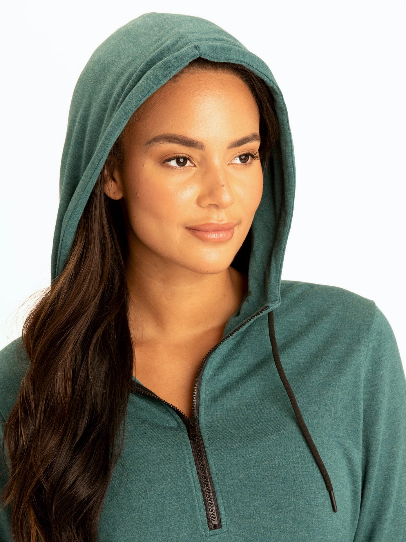 UltraQuietMaterial Heat Sealed Edges Kyanna FeatherLoop Half Zip Hoodie