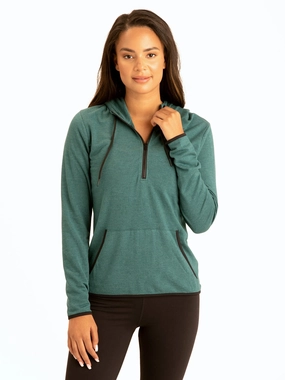 Kyanna FeatherLoop Half Zip Hoodie Layering Compatible Cut Refined Casual