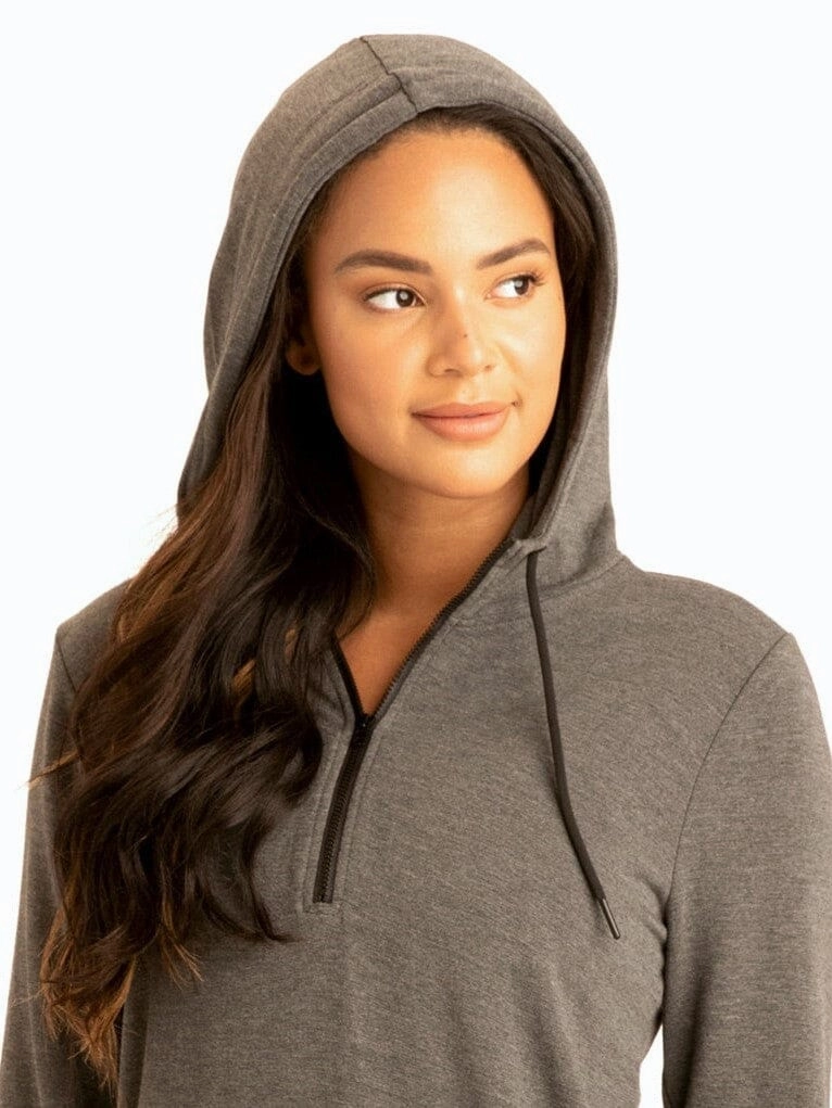 Kyanna FeatherLoop Half Zip Hoodie Non Irritating Tags Sleek Outer