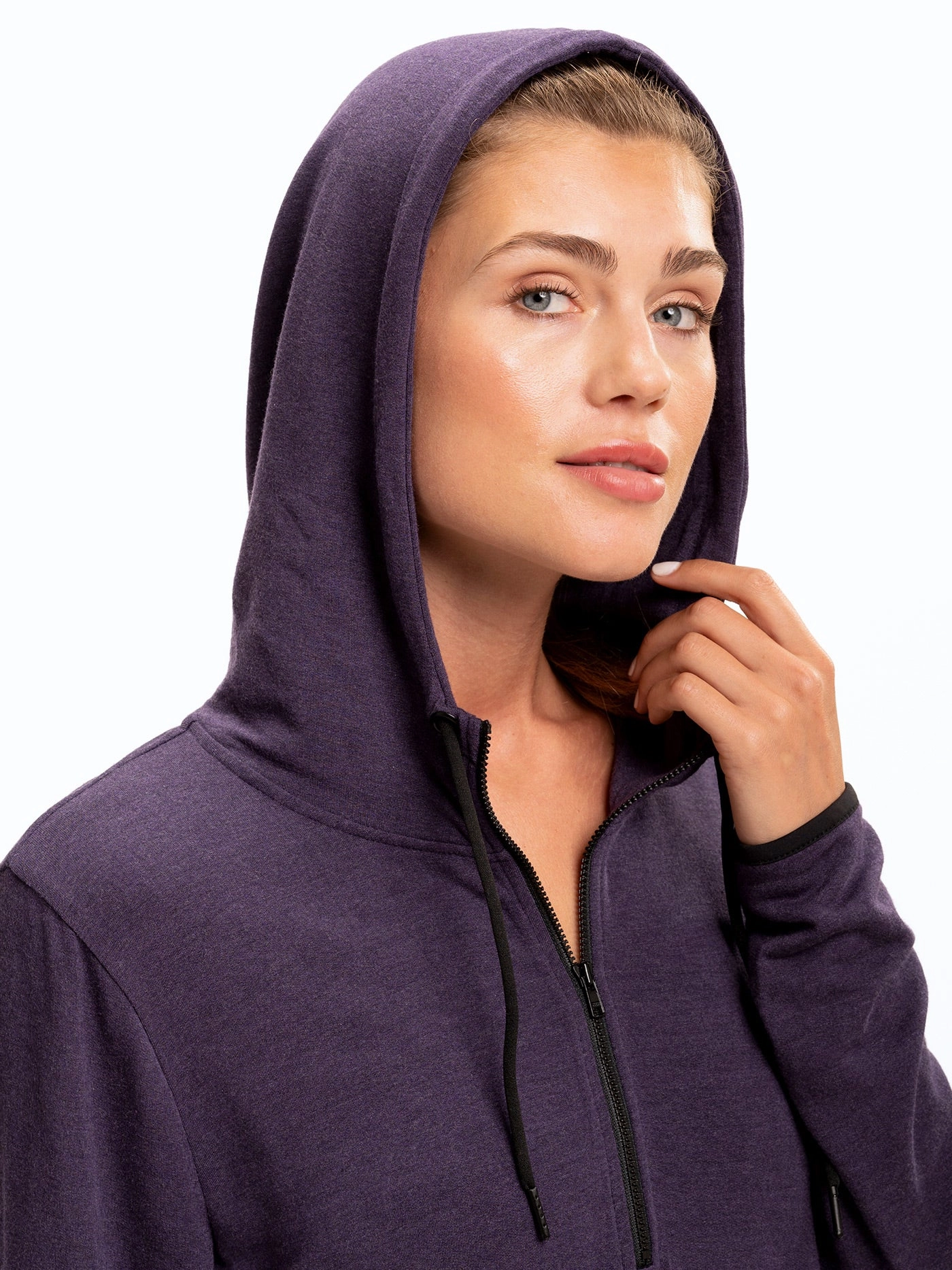 Kyanna FeatherLoop Half Zip Hoodie Adjustable Hem
