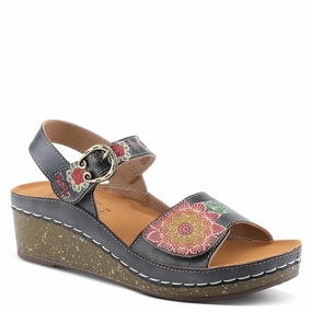 L'Artiste by Spring Step Roshni Sandals - Blue Multi Neoprene Strap