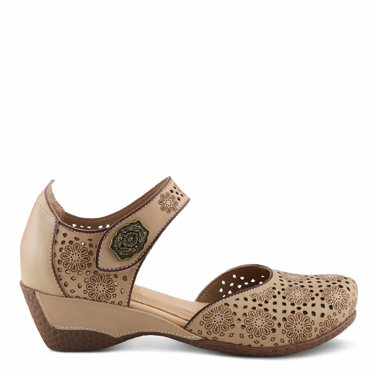 Work From Home L'Artiste by Spring Step Women's Americana Natural Leather Closed Toe Sandal - Pink Multi