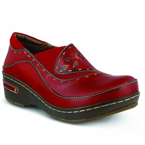 L`Artiste by Spring Step Women's Burbank Clog - Red Pattern Play