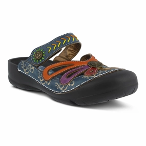 L`Artiste by Spring Step Women's Copa Hand Painted Clog - Blue Multi MachineWashable