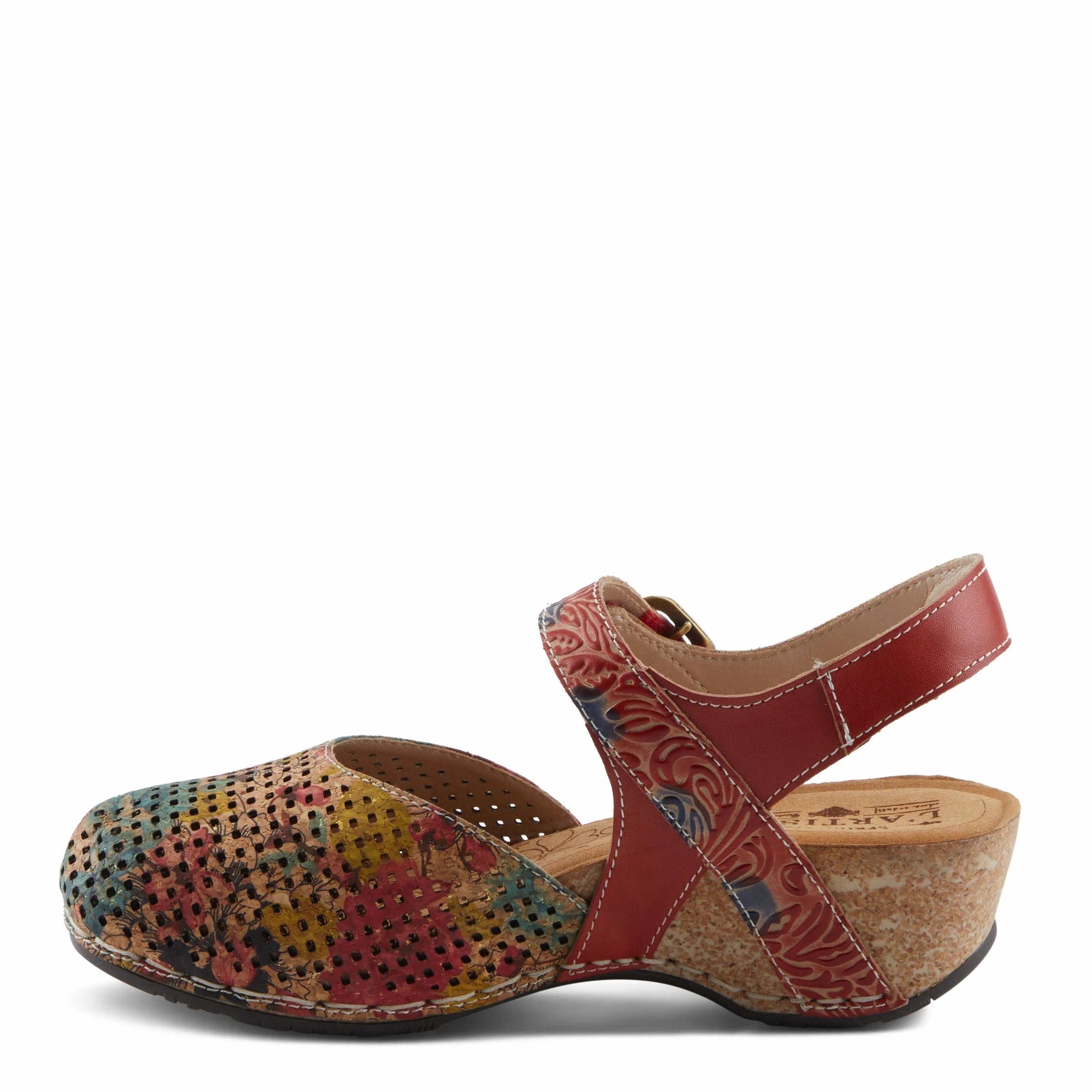 Comfortable Sole Cold Step L'artiste by Spring Step Women's Koraline Hand Painted Clog - Red Multi