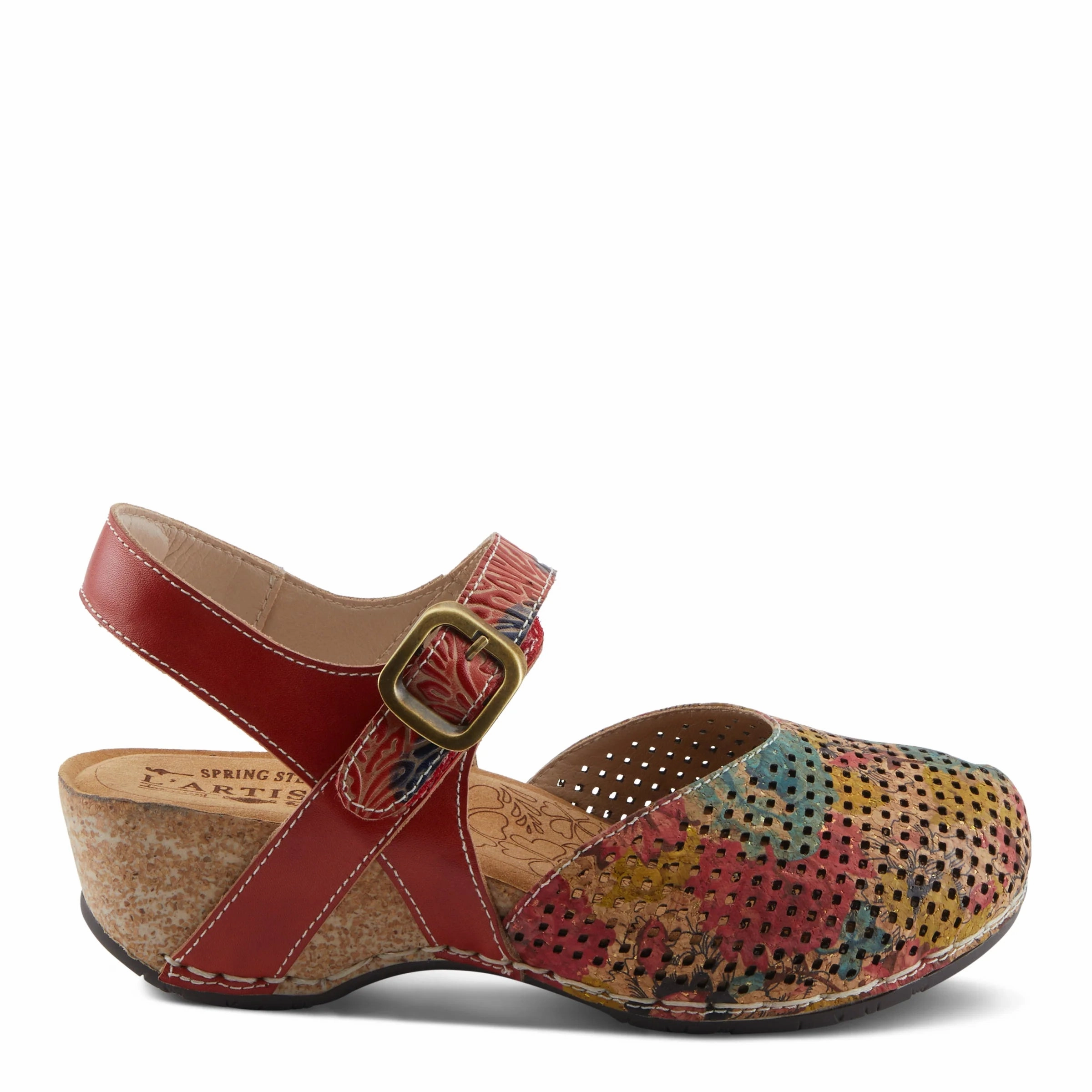Outfit Match Stretchable Upper L'artiste by Spring Step Women's Koraline Hand Painted Clog - Red Multi