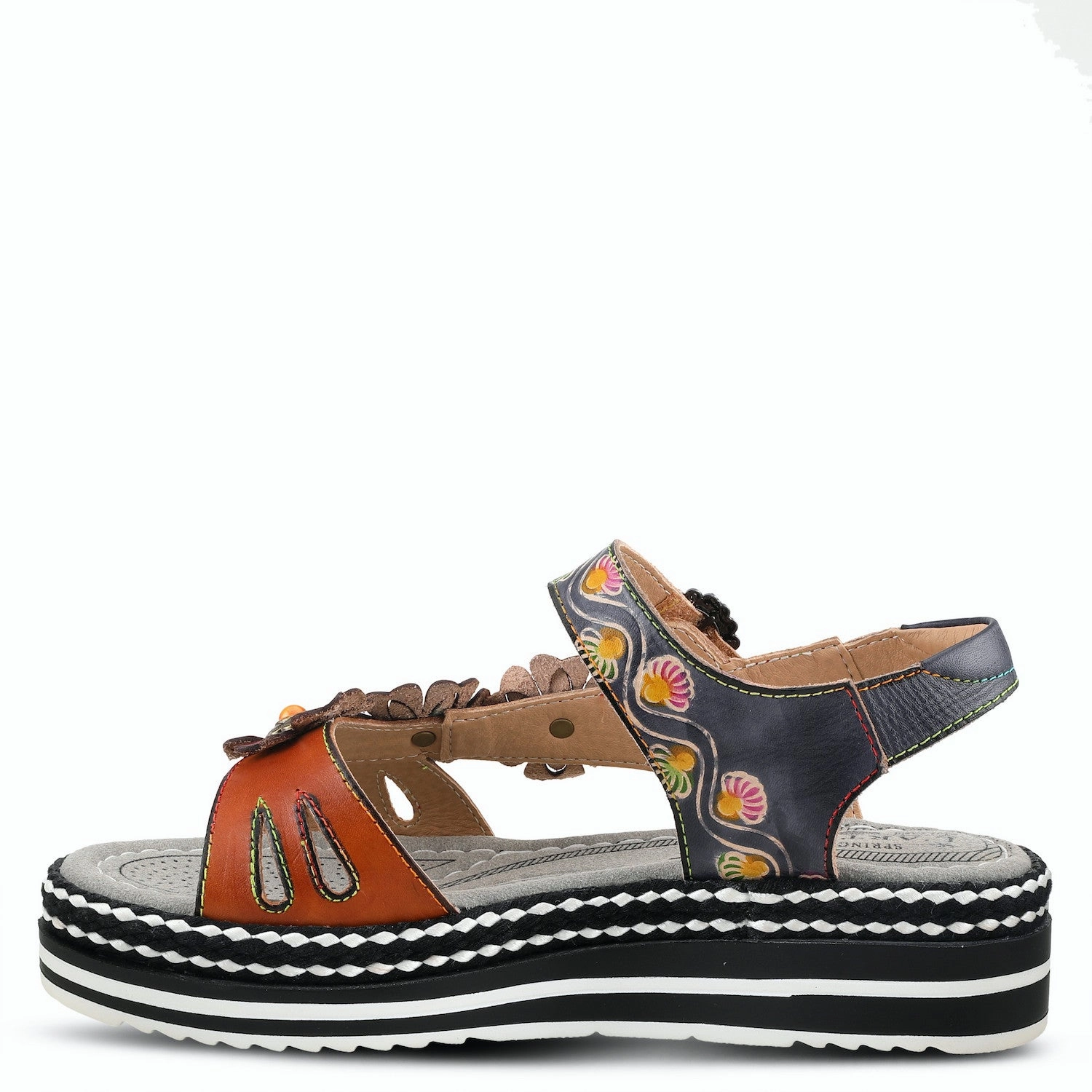 Active Summer Footwear L'Artiste by Spring Step Women's Laga Hand Painted Sandals - Navy Multi
