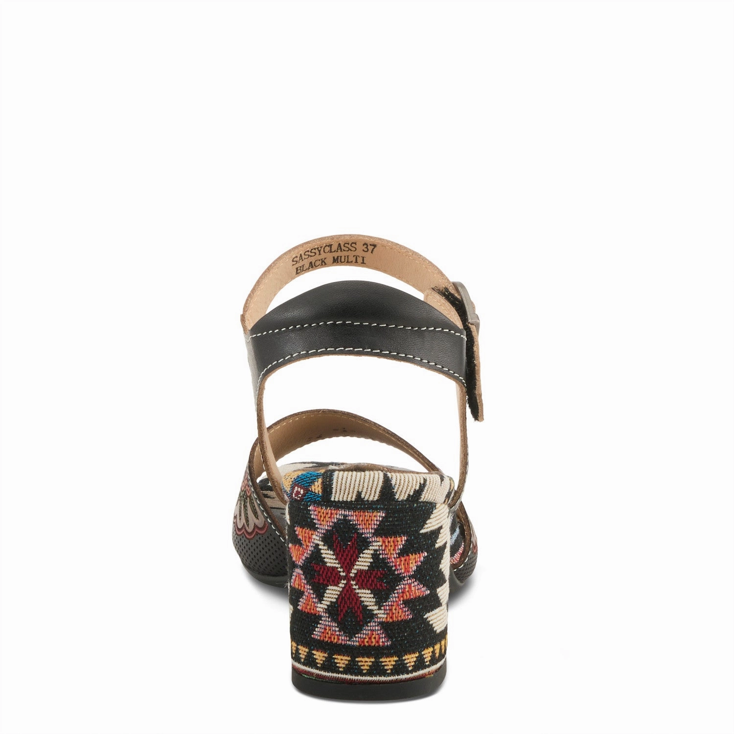 L'Artiste by Spring Step Women's Sassy Class Heeled Sandal - Black Multi Washable