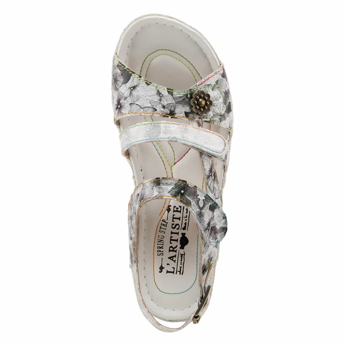 breathable materials Hydrophobic Lining L'Artiste by Spring Step Women's Sumacah Sandal - Silver Multi