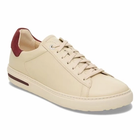 Minimal Texture Birkenstock Women's Bend Low Leather Sneaker - Eggshell/Zinfandel