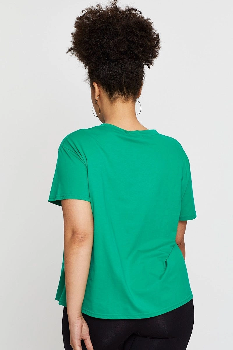 Bold Look Green Graphic T-shirt Calabasas Short Sleeve Cotton