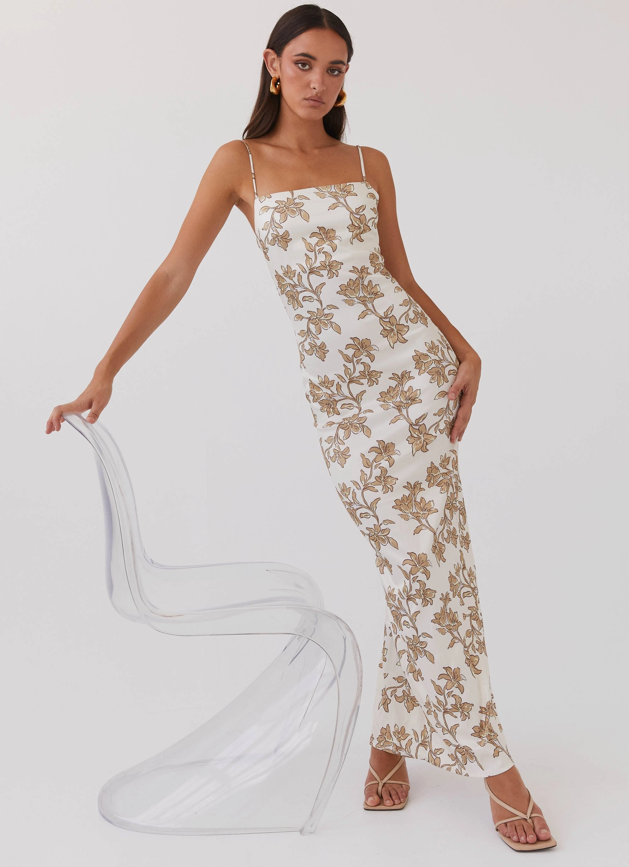 Calm Energy Lara Satin Maxi Dress - Hazel Bloom