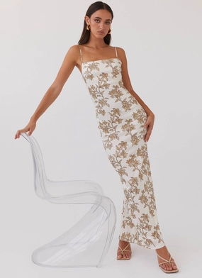 Calm Energy Lara Satin Maxi Dress - Hazel Bloom