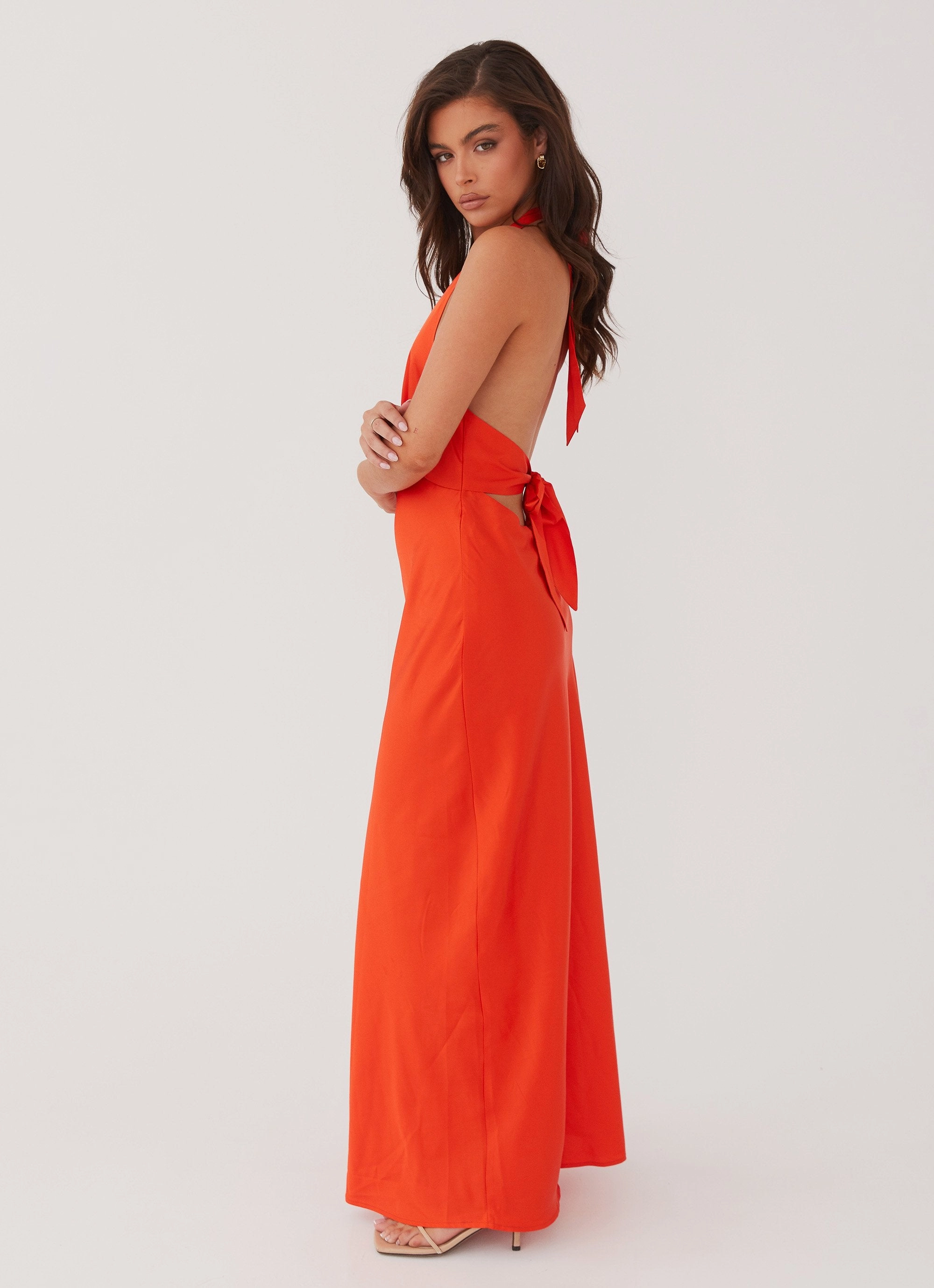 Heavy Hearted Satin Maxi Dress - Sunset Comfy Design