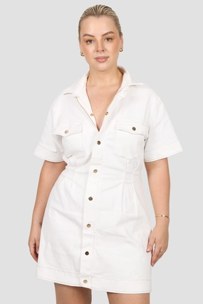 Relax Style SAVEIRA DENIM DRESS WHITE