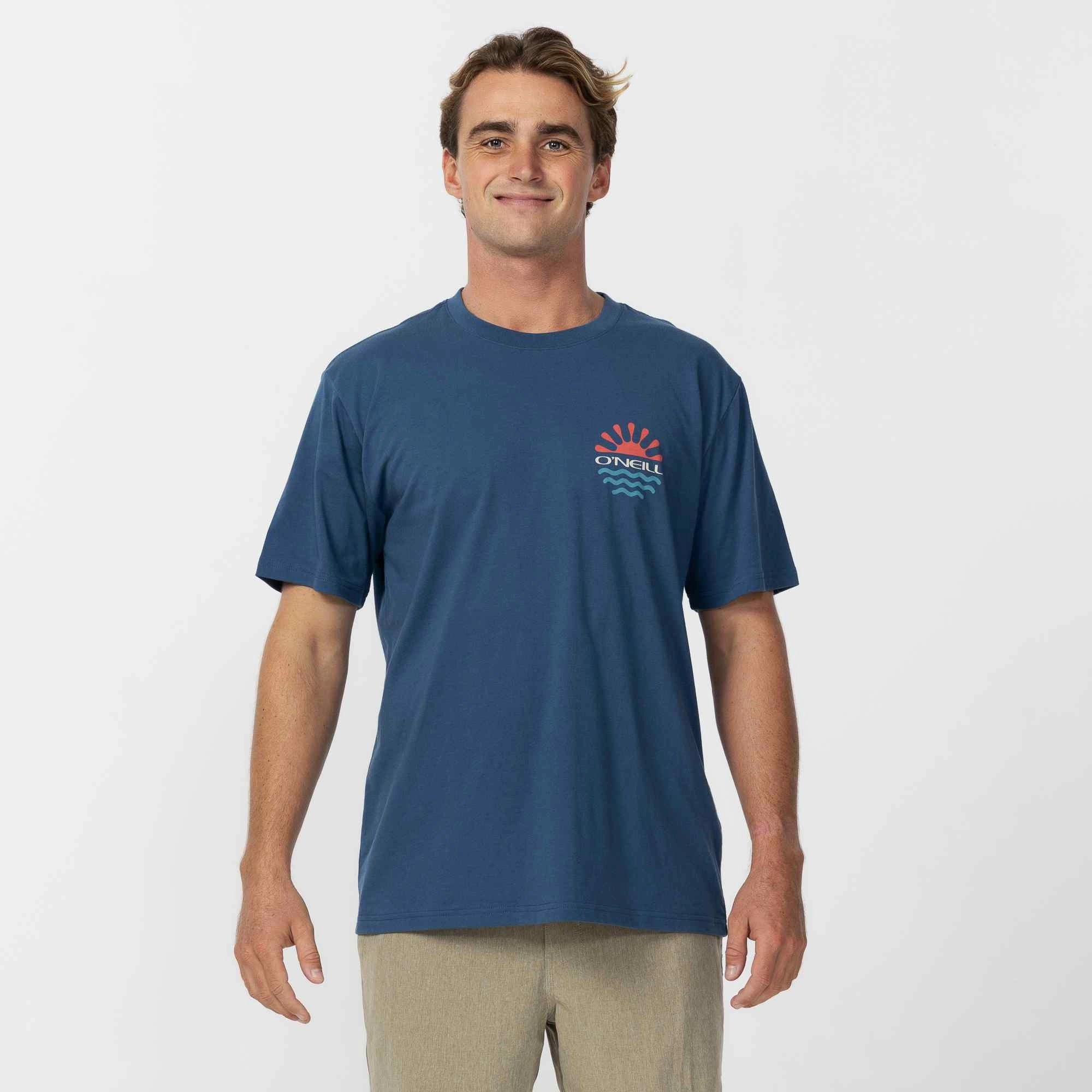 High-End Quality Heather Jersey Material Encircle T-Shirt - Navy