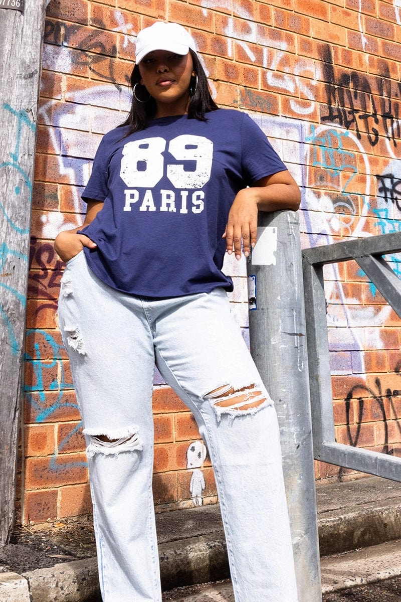 Blue Graphic T-shirt Short Sleeve Crew Neck Cozy Comfort Cozy Vibe Wear