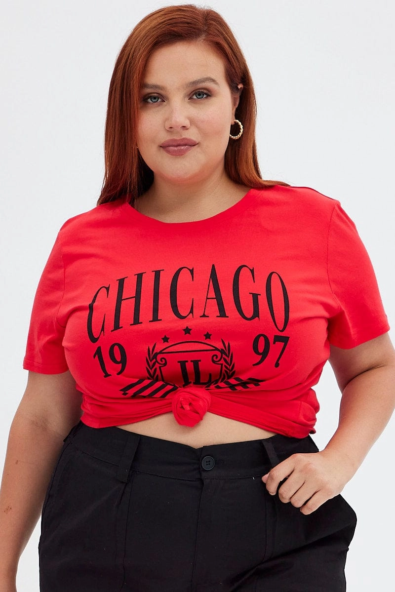 BioBased Fibers Fashion Comfort Red Graphic T-shirt Short Sleeve Crew Neck