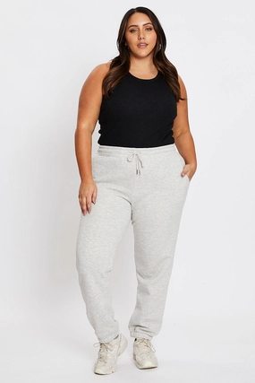 Stretch Layer Fit Grey Elastic Waist Track Pants