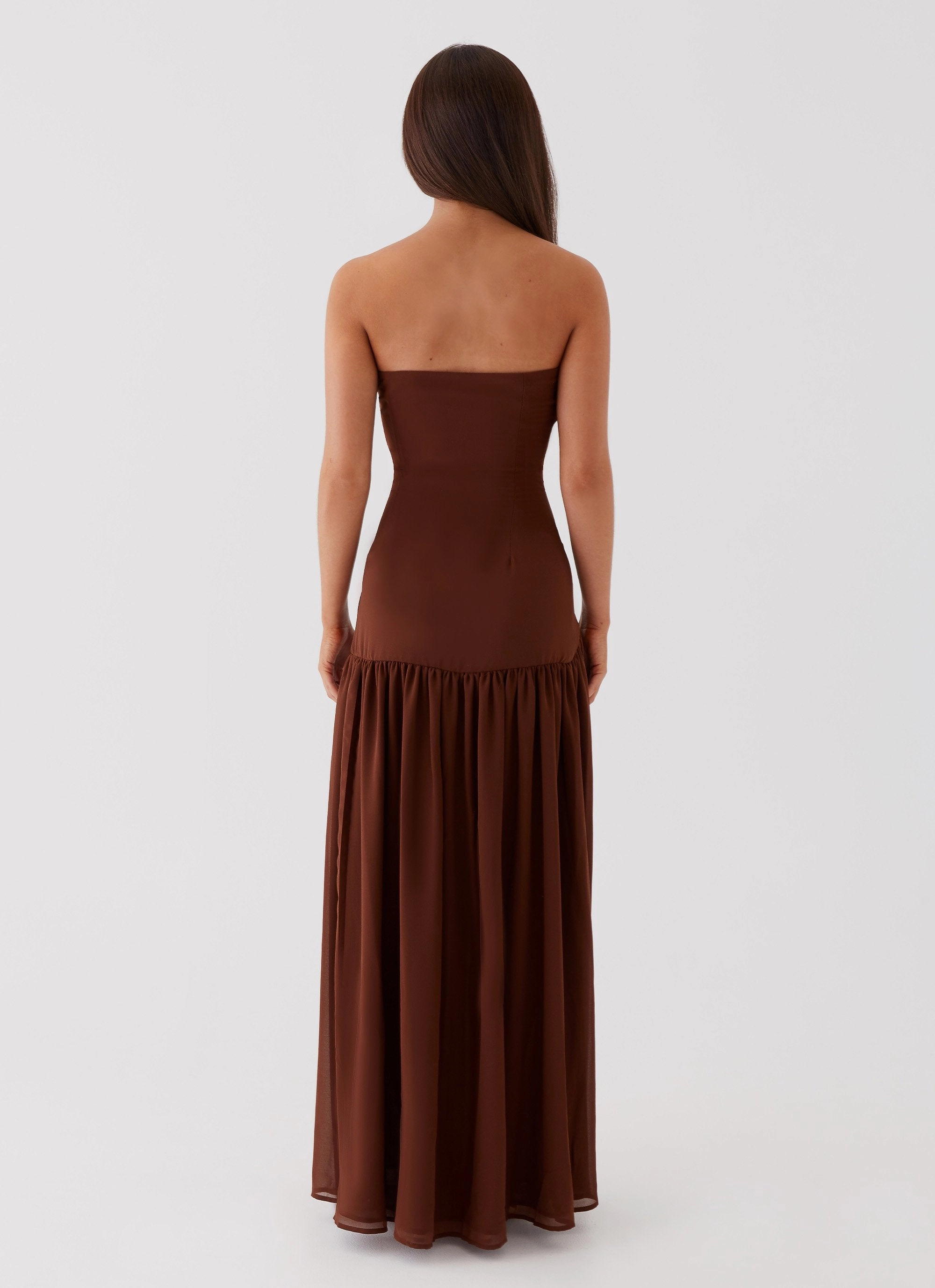 Soft Stitch Smart Silhouette Eden Strapless Maxi Dress - Brown