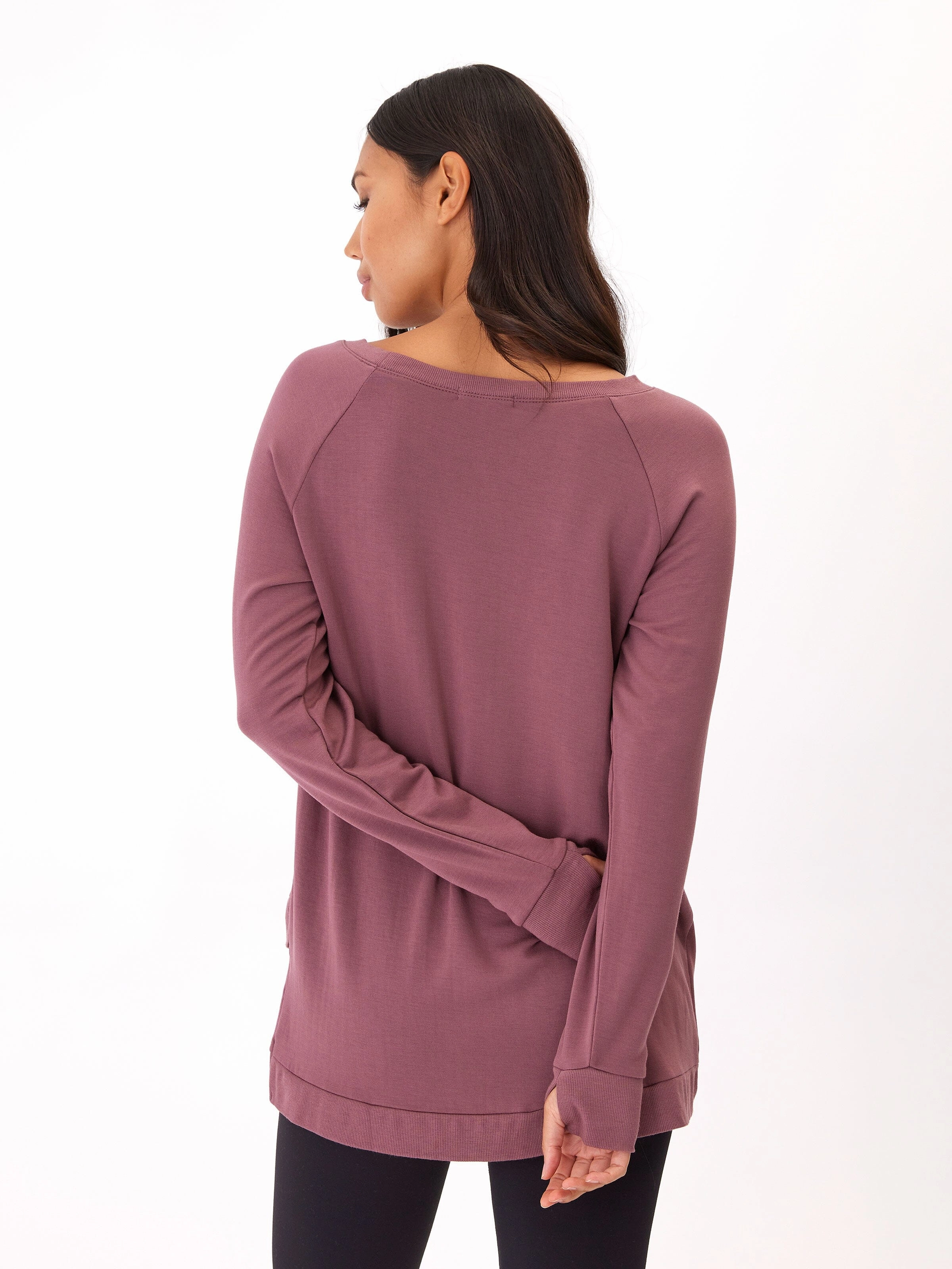 High Collar Design Flex Fit Design Leanna Feather Fleece Tunic