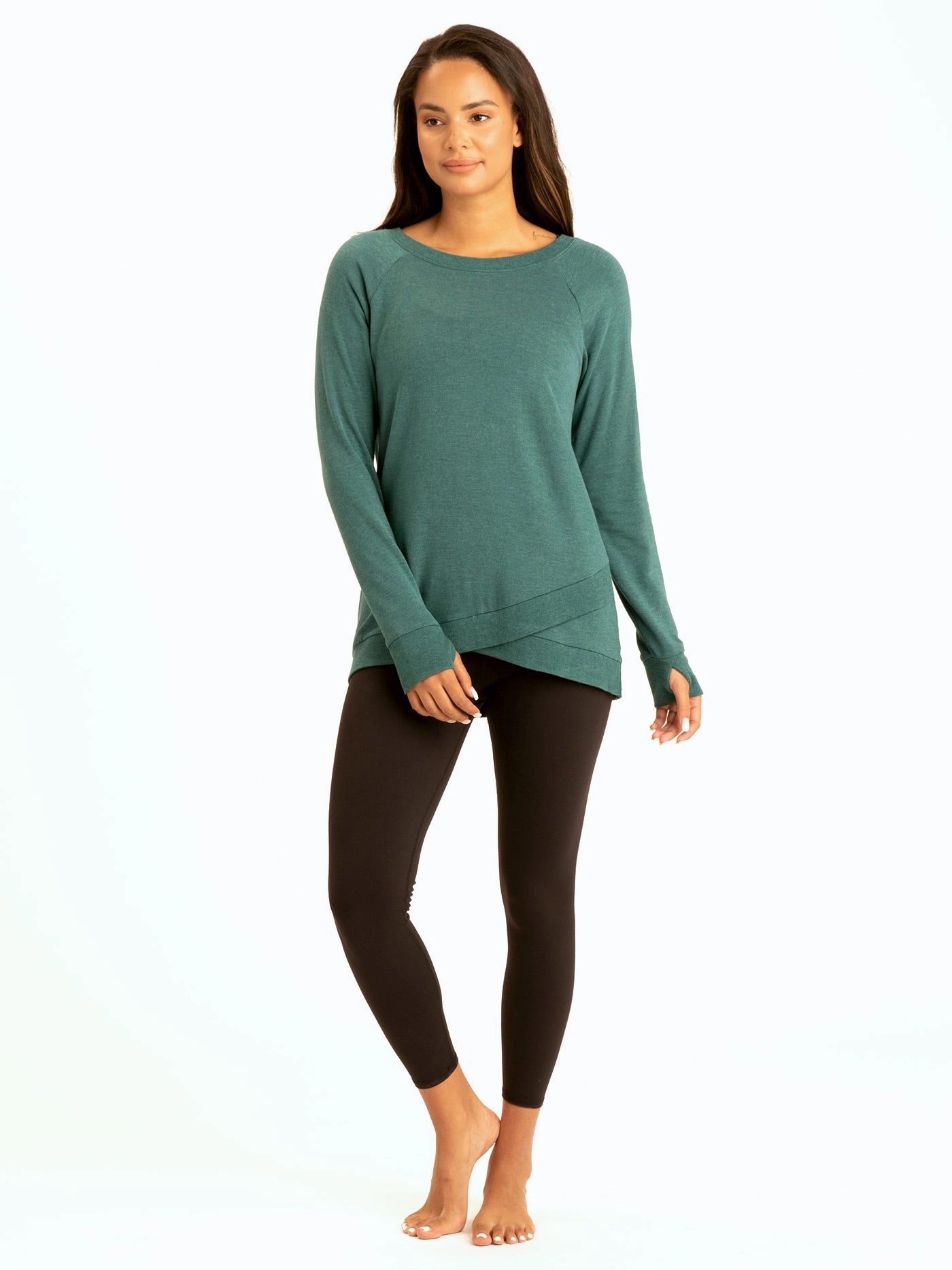 Adjustable Drawstring Waist Monochrome Look Leanna Feather Fleece Tunic