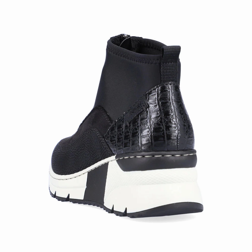 Rieker Women's Kitty 52 Boot - Black Grippy Outsole Cold Climate ground grip