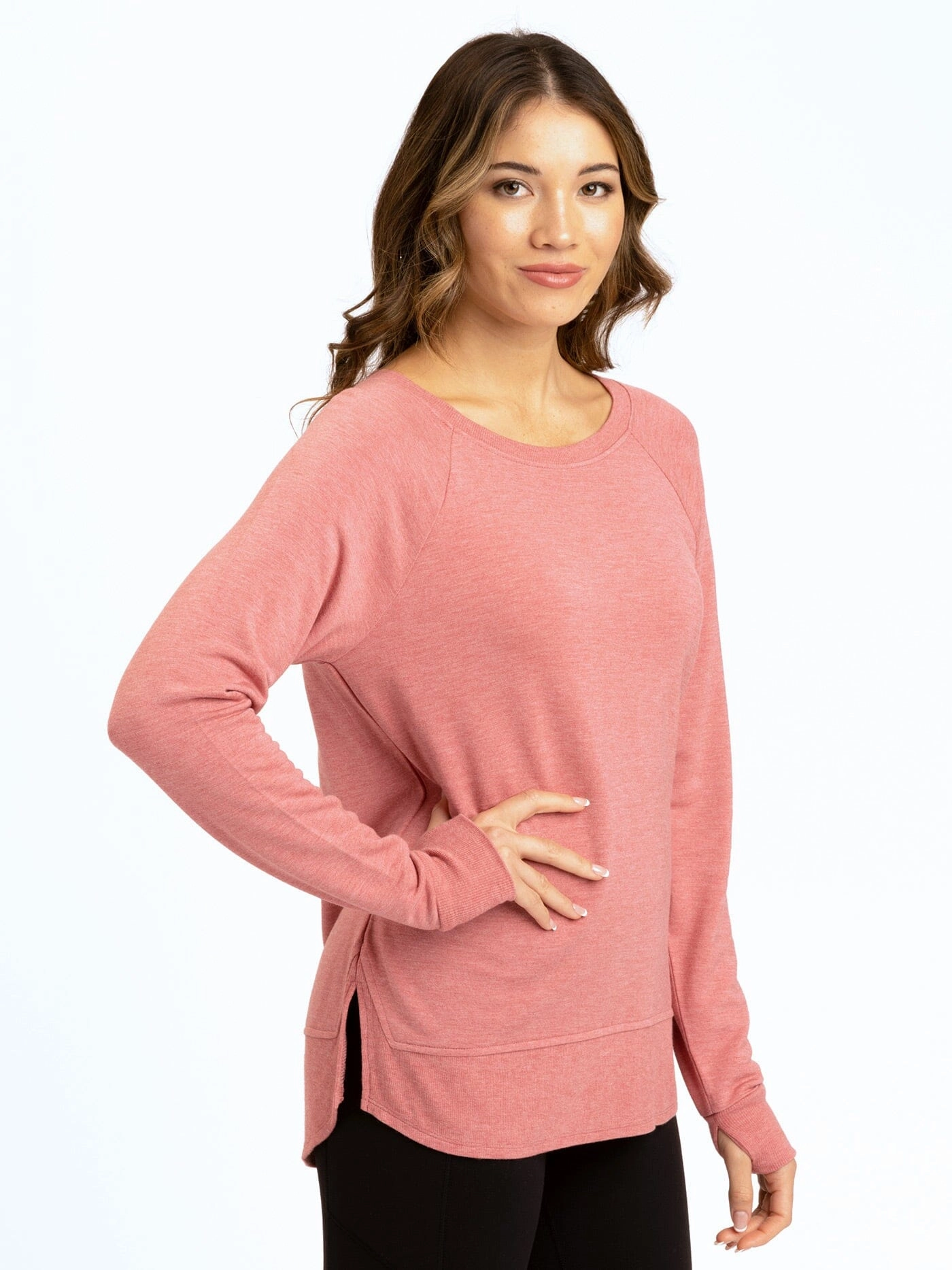 Leelu Feather Fleece Raglan Pullover Laser Cut Airflow Vents Cotton Twill