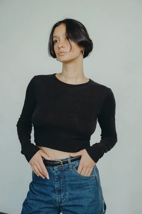 Lia Top, Regen Silk Noil Jersey, Black theater visit