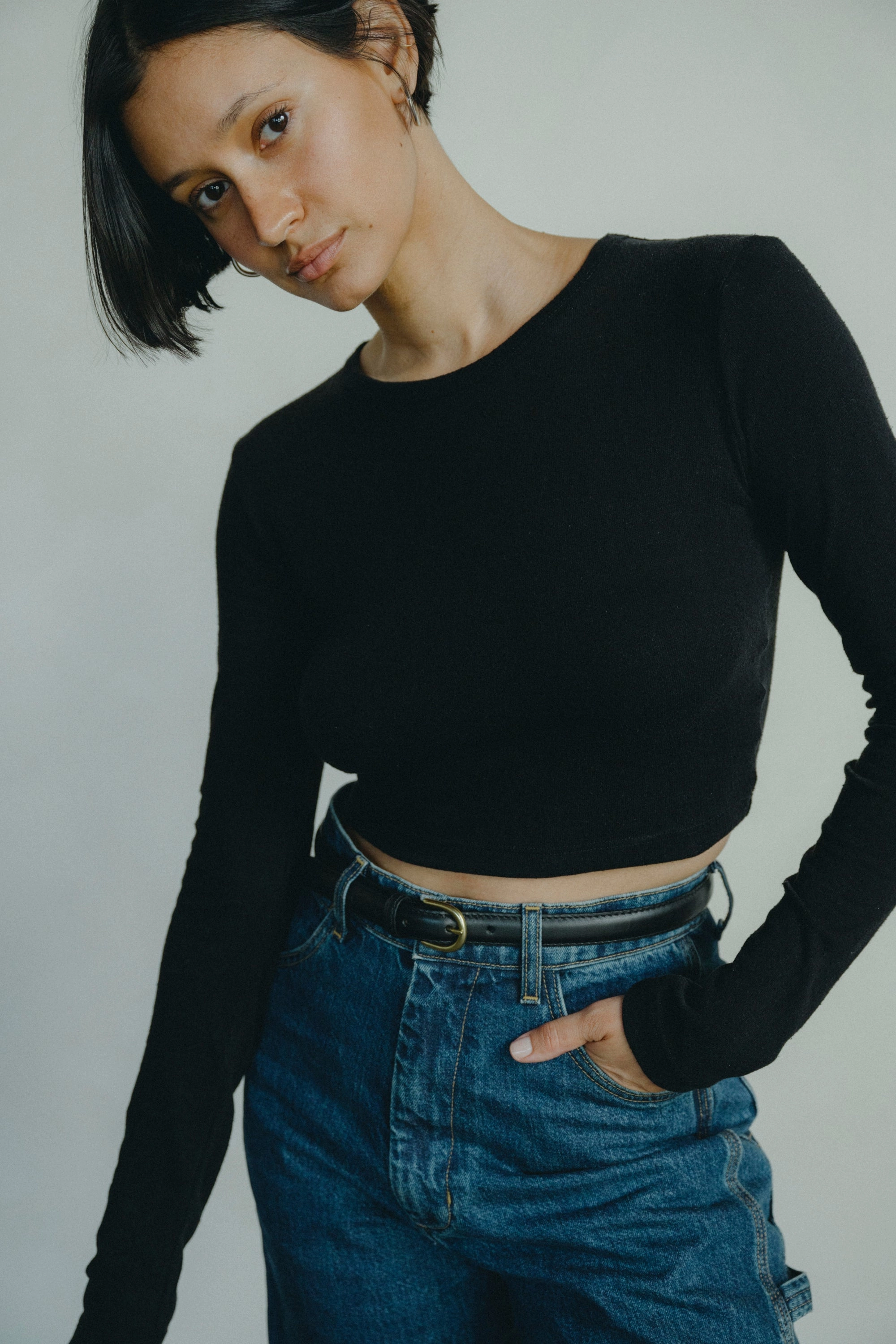 Cool and casual Effortless Comfort Design Lia Top, Regen Silk Noil Jersey, Black
