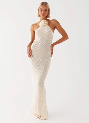 All-Day Fit Gia Rose Halter Neck Maxi Dress - Ivory