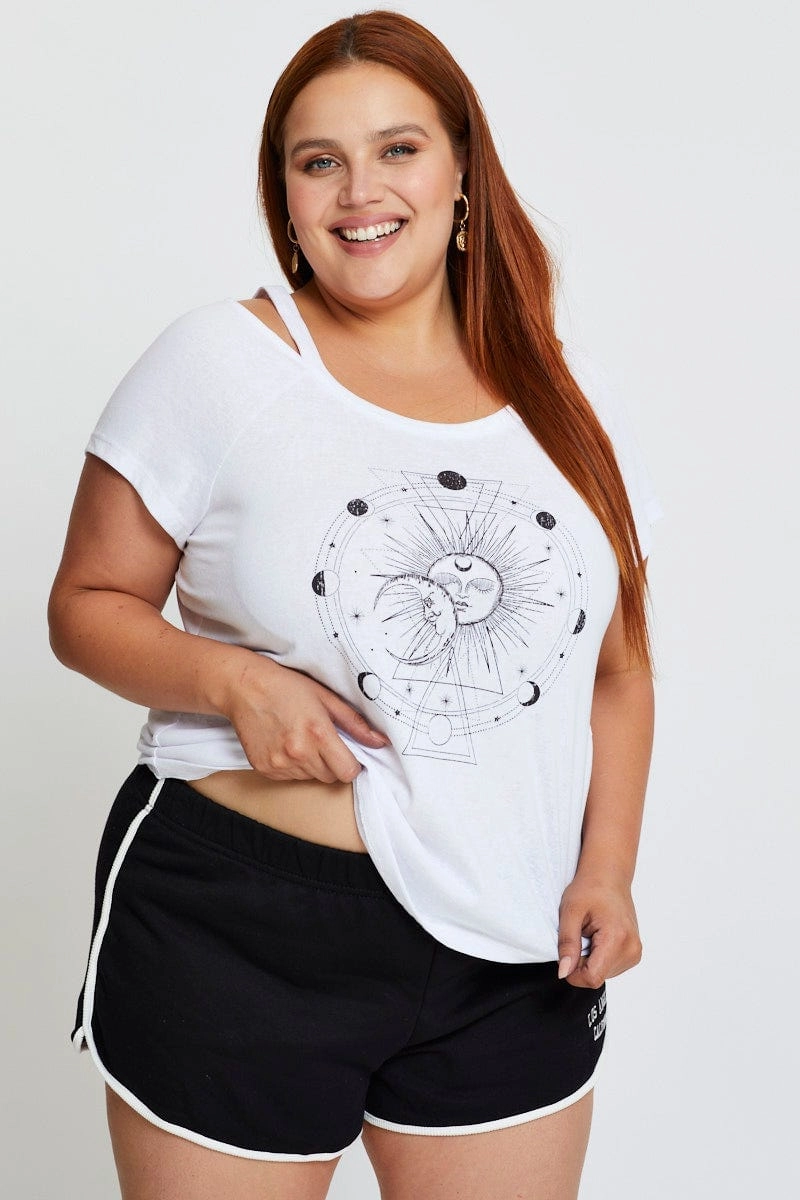 Essential Layer Placement Graphic T-shirt Celestial Cold Shoulder