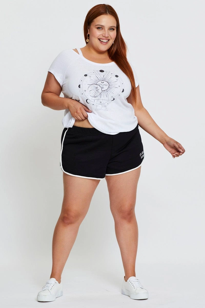 Placement Graphic T-shirt Celestial Cold Shoulder birthday party Comfort and Breathable