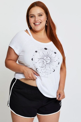 Essential Layer Placement Graphic T-shirt Celestial Cold Shoulder