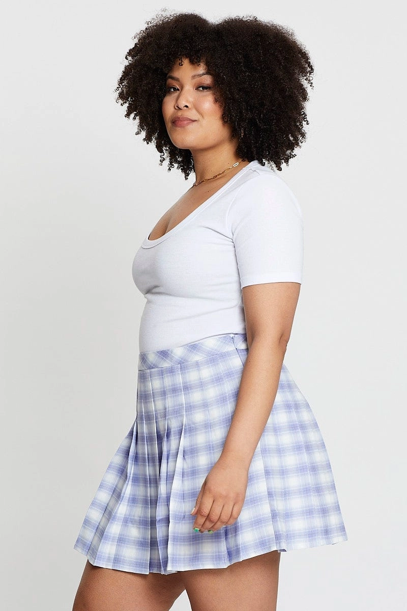 Check High Waist Tennis Skirt Hygienic Coating Unique Feature