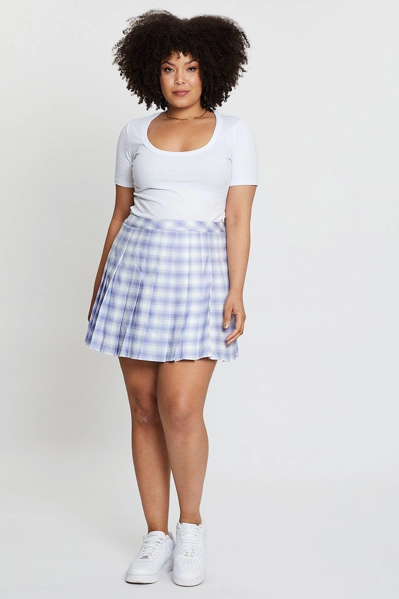 Check High Waist Tennis Skirt Quick Fit Comfortable Feel