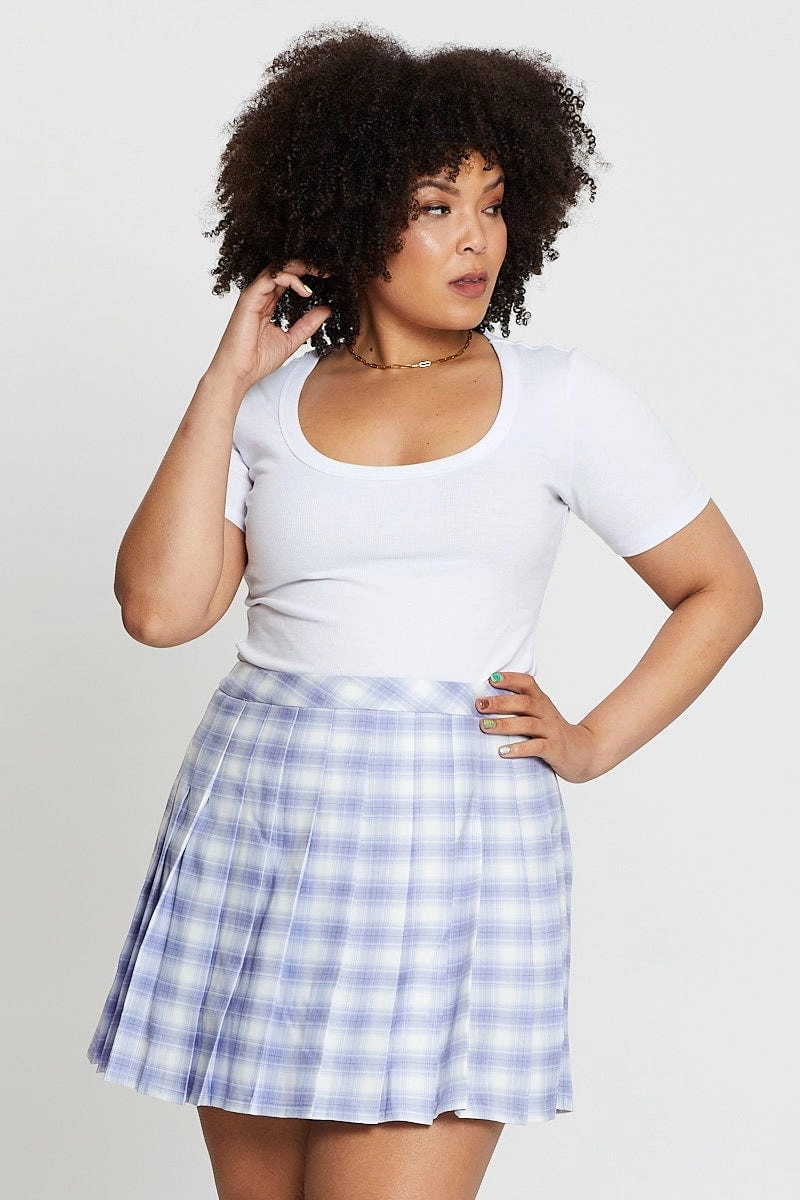 Check High Waist Tennis Skirt Detachable Detail Chill Wear