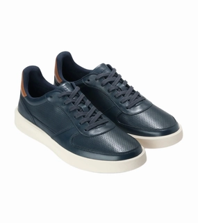 Strike Hike Cole Haan Men's Grand Crosscourt Daily Court Sneakers - Navy Blazer/British Tan