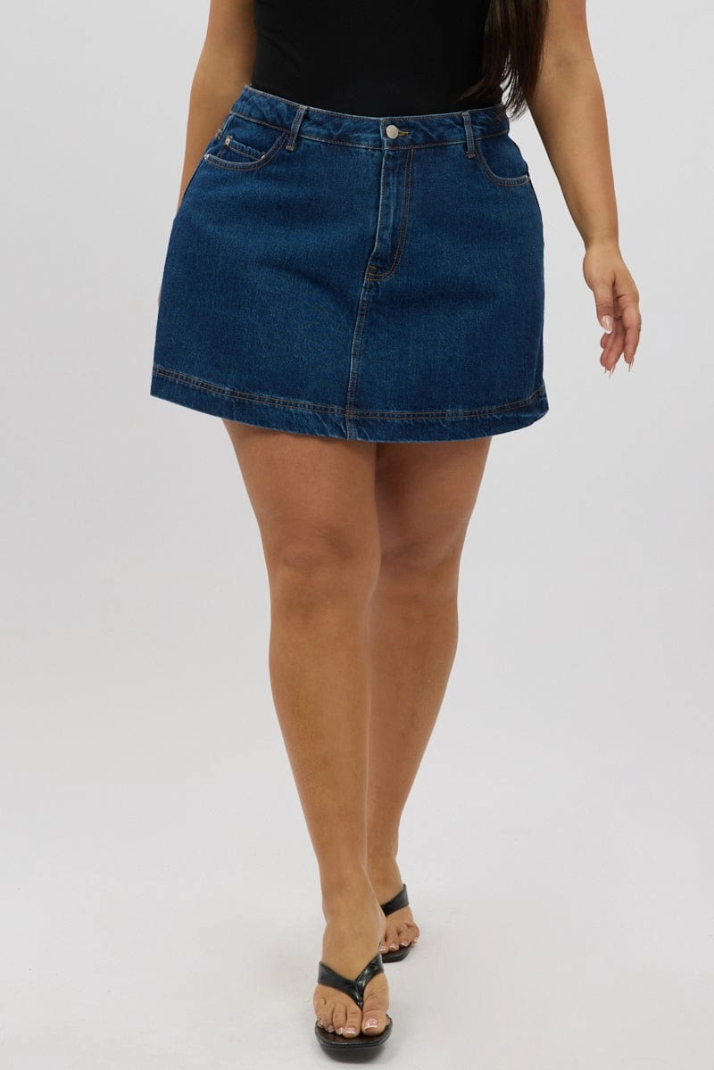Denim Skorts High Rise Simple Layers