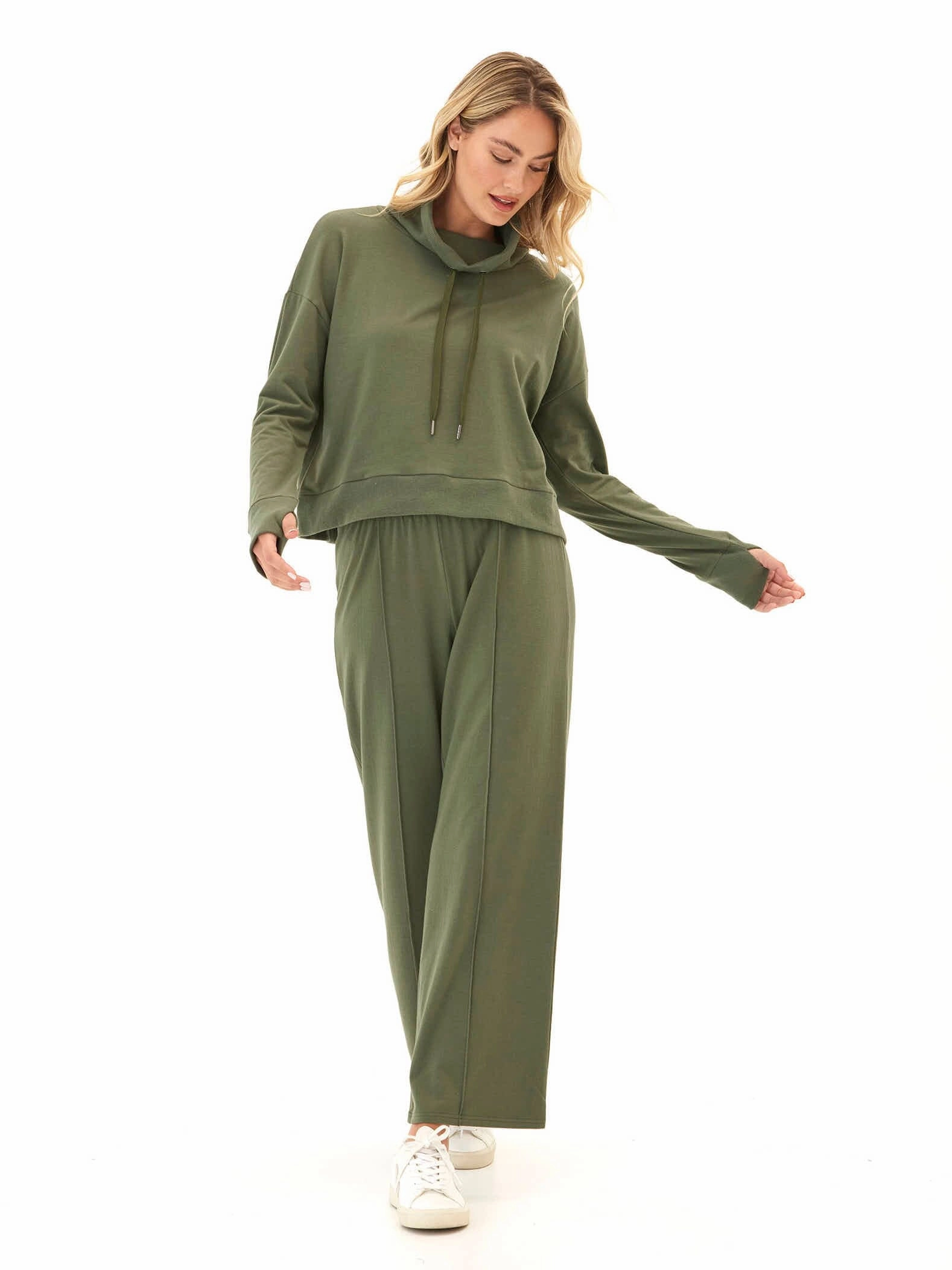 Shai Cozy Fleece Cowl Neck Pullover Low Profile Fastening