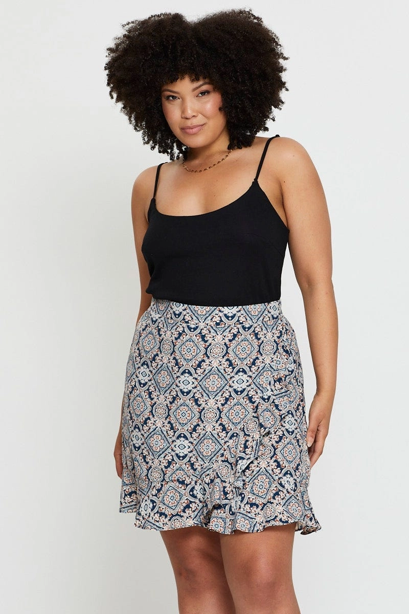 Classic Mood Paisley Pr Mini Skirt Ruffle Hem