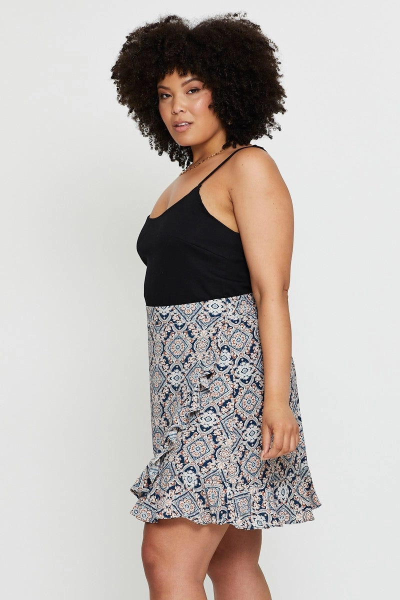 Fresh Aesthetic Paisley Pr Mini Skirt Ruffle Hem