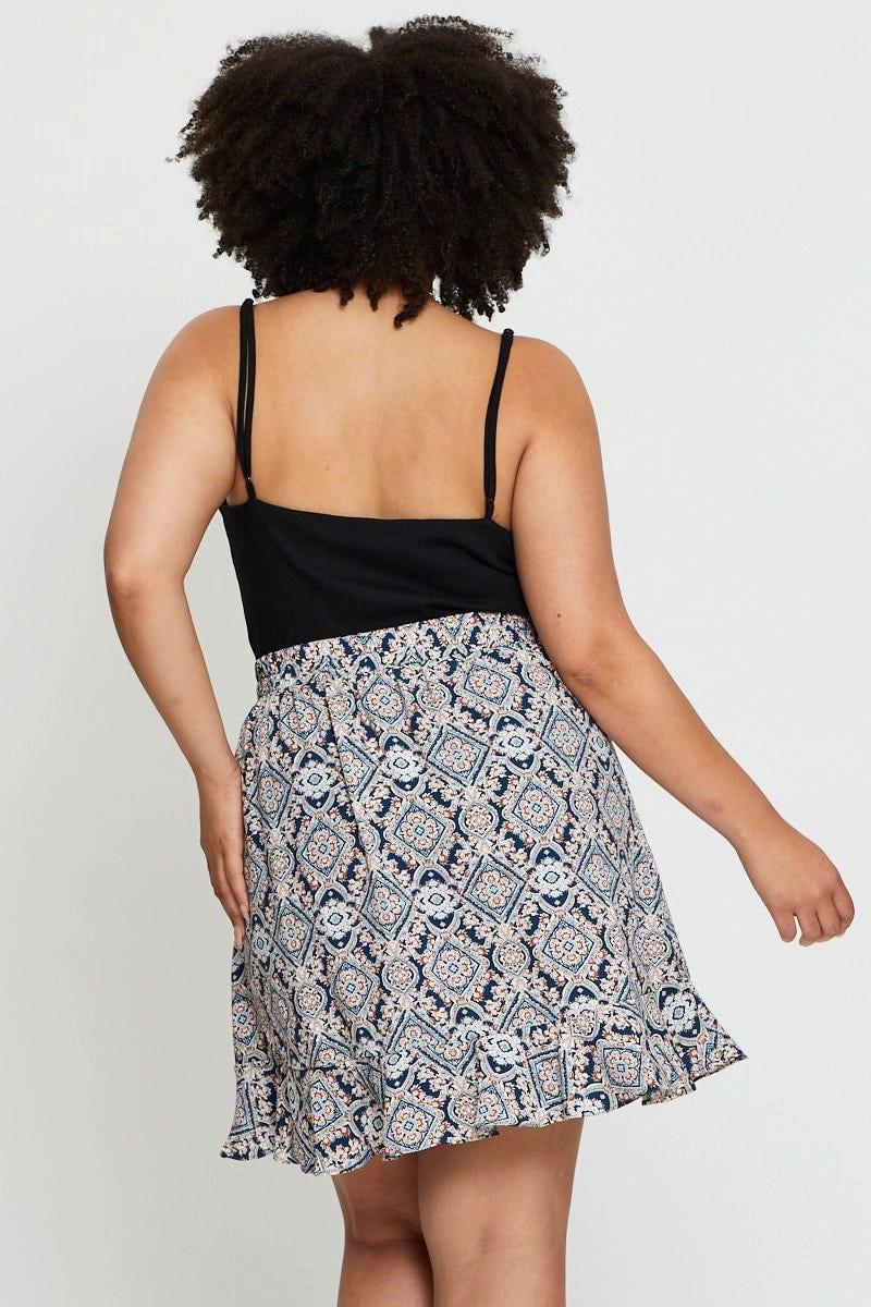 Paisley Pr Mini Skirt Ruffle Hem Easy Motion All Day Look