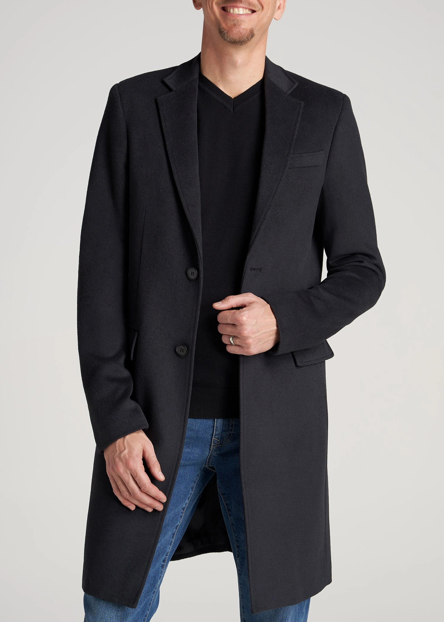 Wool Coat for Tall Men in Charcoal Mix Durable Coating Comfy Essentials