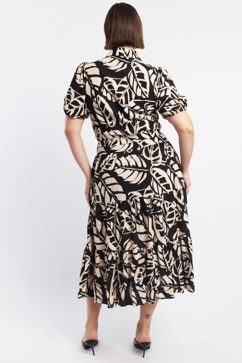 Black Floral Midi Dress Short Sleeve Shirt Floral Lounge Vibe Wrap Charm