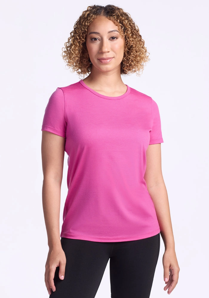 Stylish Everyday Wear Liza Crew Neck Tee ? Final Sale Deals! - Blushing Violet