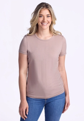 Liza Crew Neck Tee - Mocha Meringue Active Comfort Style
