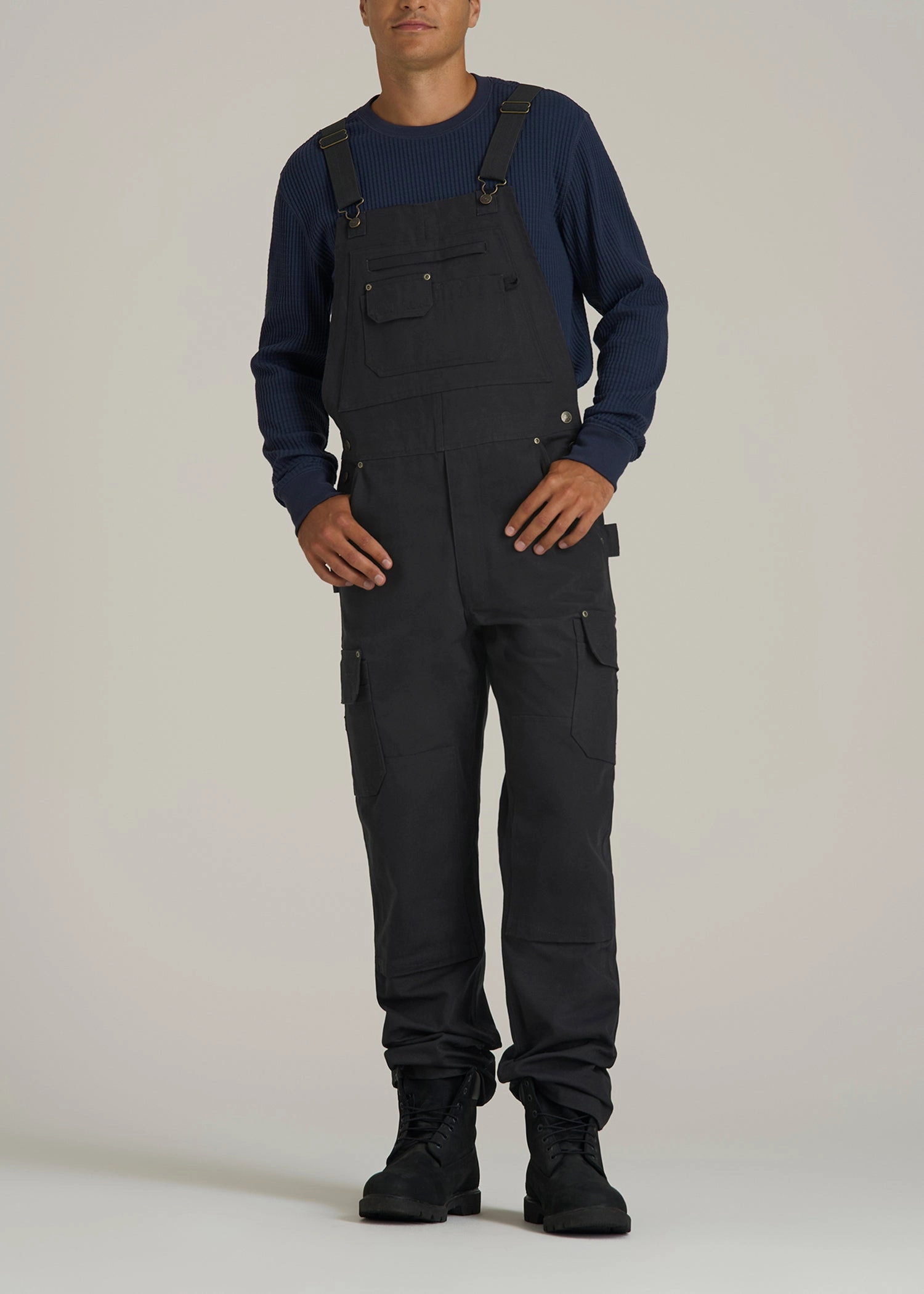 Tear Resistant Fabric LJ&S Canvas Bib Overalls for Tall Men in Black