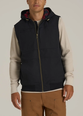 LJ&S Flannel-Lined Canvas Work Vest for Tall Men in Black All Day Fit